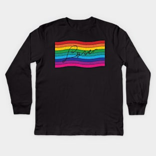 Retro Rainbow Stripe Flag Love Kids Long Sleeve T-Shirt